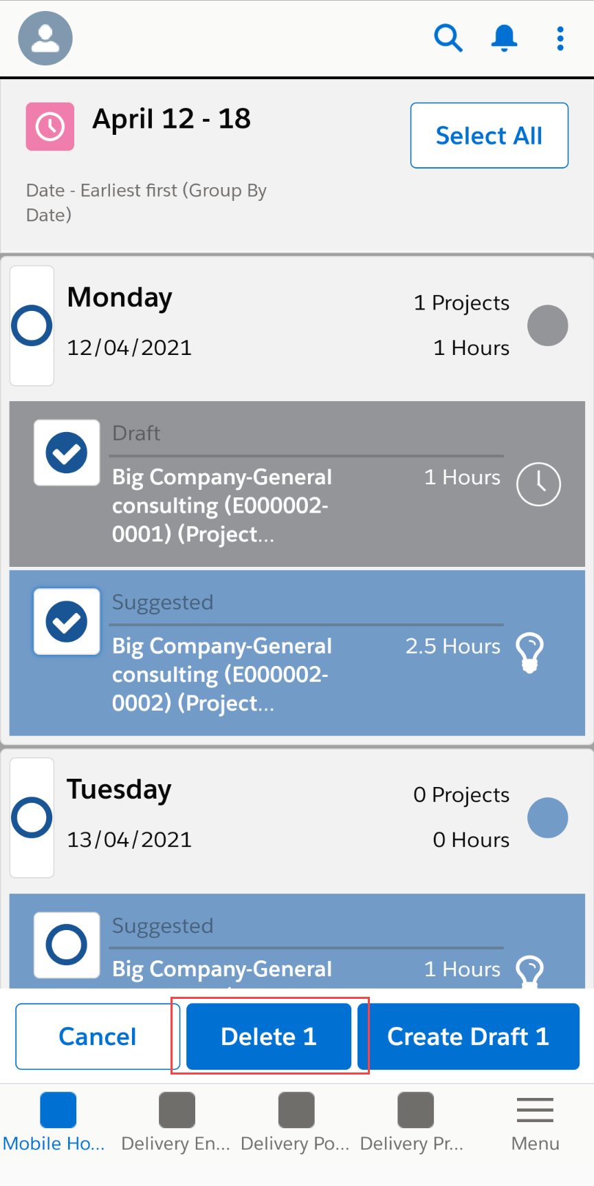 Time & Expense Entry through the Salesforce Mobile app