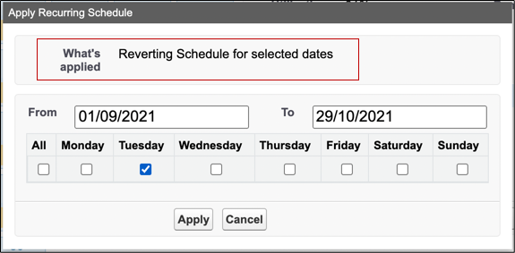 Applying a recurring schedule on an assignment