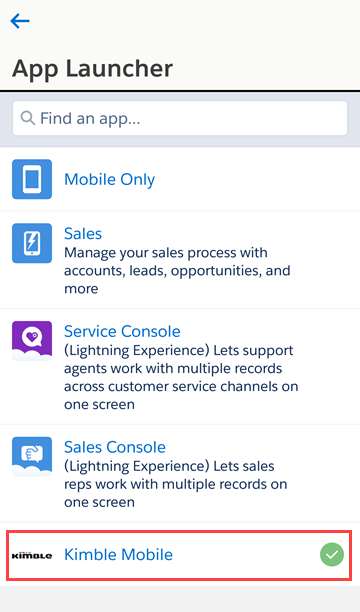 Using Kimble Dashboards on the Salesforce Mobile App