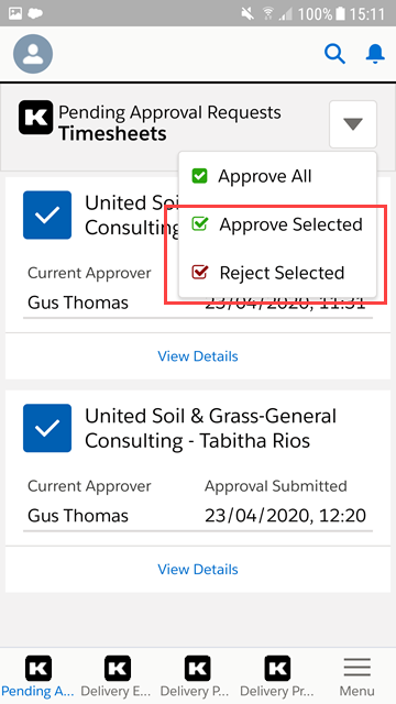 Using Kimble Dashboards on the Salesforce Mobile App