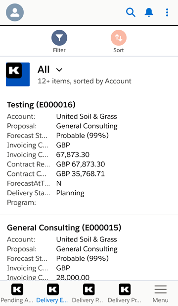 Using Kimble Dashboards on the Salesforce Mobile App